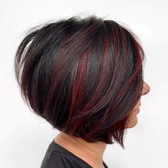 This cherry chocolate bob is straight-up sassy! You won't get tired wearing it to match your chic outfits. Black Cherry Hair Color, 40 Hairstyles, Black Cherry Hair, Hairstyles For Wavy Hair, Over 40 Hairstyles, Red Hair Looks, Short Dark Hair