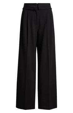 Sharp pleats enhance the flowy movement of these wide-leg pants crafted from shape-retaining ponte fabric. 30" inseam; 19 1/2" leg opening; 12 1/2" front rise (size 4) Zip fly with hook-and-bar closure Lined 75% viscose, 20% polyamide, 5% elastane Machine wash, line dry Imported Ponte Fabric, Ponte Pants, Autumn Sales, Nordstrom Store, Black Fits, Rag & Bone, Leg Pants, Wide Leg Pants, Top Brands