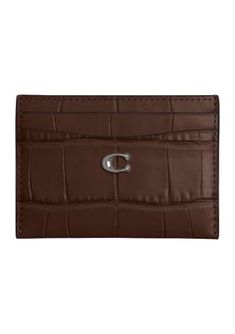 Crafted in crocodile-embossed leather, this essential card case from COACH is a stylish way to keep your cards safe and organized. | COACH Women's Embossed Crocodile Essential Card Case Wallet Minimalist, Coach Men, Leather Card Wallet, Signature Hardware, Coach Wallet, Minimalist Wallet, Mens Essentials, Design Minimalista, Card Holder Wallet