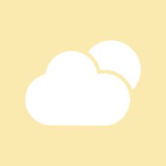 two white clouds are in the sky on a light yellow background, with one cloud above it