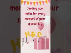 a birthday card for someone's special day with a gift box and balloons on it