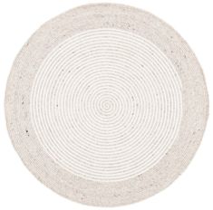 a white and beige circular rug on a white background