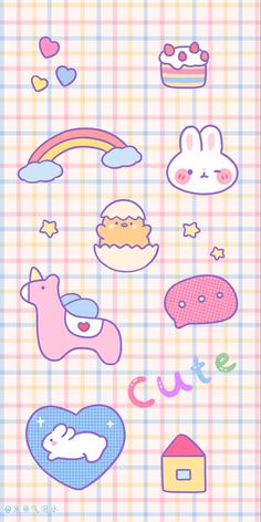 an image of some cute stickers on a sheet that says cutie and other things