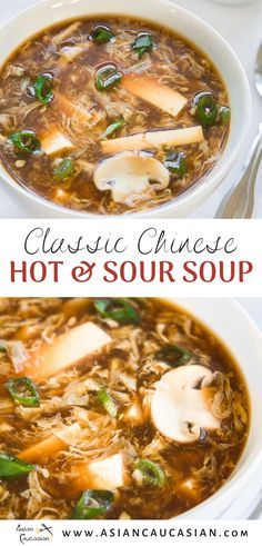 two bowls of chinese hot and sour soup