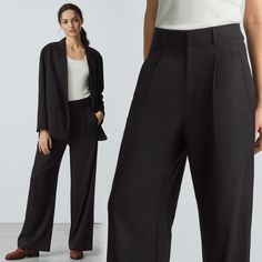 New With Tags! Measurements: 0r Waist - 28 Rise - 13 Inseam - 30 6s Waist - 30 Rise - 14 Inseam - 30 Our Signature Way-High Cutnow In A Drapey Fabric. The Way-High Drape Pant Features An Extra-High Rise, Two Handy Side Pockets, A Flattering Pleat Design, And A Wide-Leg Cut. Plus, It Gets Its Drape From Our Breathable, Lightweight Fabric That’s Soft To The Touch. Bundle And Save!!! Purchase 2 Or More Items (Each Individual Item Must Be No More Than $60), To Get A Discount Of 20% + Discounted Ship Black Pantsuit With Pockets For Work, Black Workwear Pantsuit With Pockets, Fitted Everlane Bottoms For Workwear, Black Wide-leg Pantsuit For Fall, Everlane Fall Workwear Pants, Classic Black Pantsuit With Pockets, Everlane Wide Leg Workwear Pants, Everlane Fitted Pants For Workwear, Everlane Relaxed Fit Pants For Work