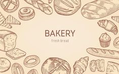 bakery background with breads and pastries