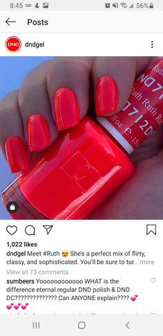 Dnd Gel Summer Colors, Orange Gel Nails Summer, Dnd Watermelon, Dnd 556 Coral Reef, Watermelon Nail Color, Summer 24 Nail Colors, Pedicure Colors Spring 2023, Circus Chic Nail Color, Summer Nails Dnd