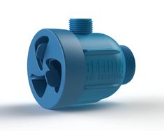 an image of a blue water valve on a white background that looks like it is made out of plastic