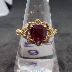 Rbp2829 Lab Created Garnet On Gold Plated Band Size 9 Never Worn Brand New Msrp $124 * No Longer A Rbp Rep Garnet Ring With 17 Jewels, Red Art Deco Hallmarked Rings, Elegant Red Garnet Filigree Ring, Luxury Hallmarked Garnet Rings, Luxury Vintage Garnet Rings, Cat Model, Diy Crafts Jewelry, Jewelry Lookbook, Jewelry Party