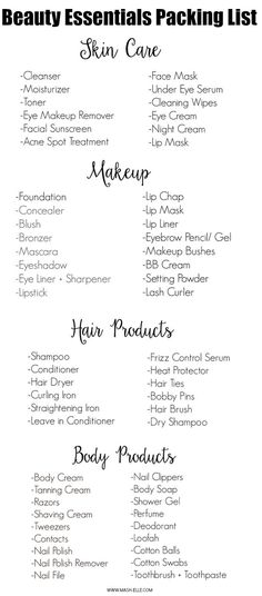 Haut Routine, Packing Essentials List, Skin Care Cleanser, Essentials List, Facial Sunscreen, Acne Spots, Beauty School, Eye Makeup Remover, Body Skin Care Routine