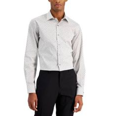 Men's Performance Dress Shirt By Alfani! White With Black And Gray Geometric Pattern. Collared. Long Sleeve With Button Cuffs. Size Extra Large. Nwt! Neck: 17-17.5 Sleeves: 36/37 Pit To Pit: 26" Flat Waist: 25" Length: 33" 67% Cotton. 30% Nylon. 3% Spandex. Machine Wash Cold With Like Colors. Only Non-Chlorine Bleach When Needed. Tumble Dry Low. Warm Iron When Needed. 4.24 Fitted Dress Shirt For Office Wear In Spring, Fitted Dress Shirt For Spring, Smart Fitted Shirt With Button Closure, Solid Dress Shirt, Grey Shirt Dress, Faux Suede Dress, Performance Dresses, Casual Long Sleeve Shirts, Pink Men