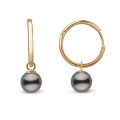 8.0-9.0 mm Tahitian Pearl Endless Hoop Earrings Yellow Gold Luxury Everyday Pearl Hoop Earrings, Colorful Pearls, Oyster Pearl, French Polynesia, Pearl Types, South Sea Pearls, Akoya Pearls, Sea Pearls, Tahitian Pearls