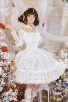 Fabric: Polyester, Yarn Color: White Feature: Multi-layer, Print, Embroidery, Tulle Style: Sweet, Princess Include: Dress*1 (Any of the accessory is not includ Princesscore Clothes, Embroidery Tulle, Print Embroidery, Fairy Dress, Polyester Yarn, Lolita Dress, Product Photos, Lolita Fashion, Kawaii Fashion