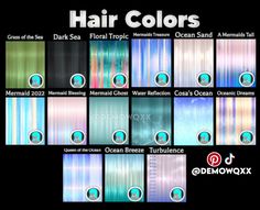 a poster with different colors and patterns for hair color options on the front of it