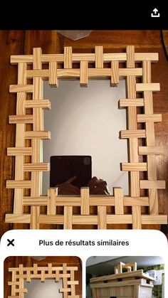 a wooden frame that has been made into a mirror