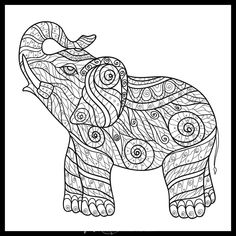 an elephant with intricate patterns on it's body