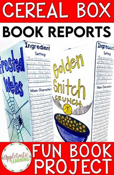 the cereal box book report is shown with text