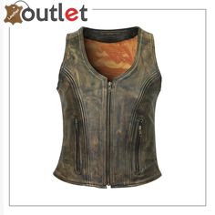 High Mileage Biker Leather Motorcycle Vest Brown Leather Vest, Motorcycle Leather Vest, Women Leather Vest, Motorcycle Vest, Rugged Look, Motorcycle Leather, Biker Leather, Genuine Leather Jackets, Vest Outfits