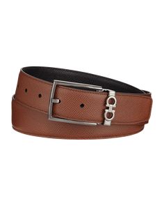 Salvatore Ferragamo belt in textured calfskin leather Approx. 1.5"W Logo-engraved gunmetal square buckle Gancini detail on keeper Adjustable fit Made in Italy | Salvatore Ferragamo Men's Textured Leather Belt with Gancini Detail Luxury Belts For Men, Caged Shoes, Salvatore Ferragamo Belt, Mens Designer Belts, Handmade Leather Belt, Belts For Men, Salvatore Ferragamo Men, Luxury Belts, Ferragamo Men