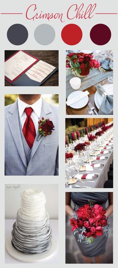 red and gray wedding color scheme