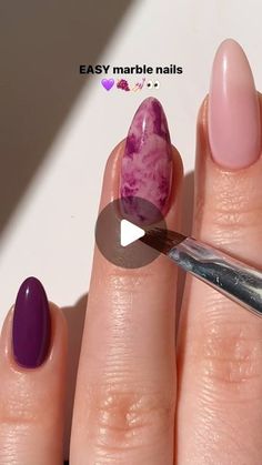 Paula 💅🏻🌙💗 on Instagram: "the dreamiest violet marble nails! 💜💅🏻☁️ still loving this super easy jelly stamper technique for a marble look! <3 i can’t decide whether i like the design better with without the foil.. what do we think??  — using: • @kiaraskynails  purple nail polish “Ultraviolet” 💜 glossy top coat use my code PAULAR10 for 10% off! 💸 #marblenails #marblenailart #easynailart #nailpolish #purplenails #prettynails #diynails #nailinspo #naildesign #kiarasky #kiaraskynails #reels" Marble Foil Nails Art, Gel Nail Marble Designs, Marble Jelly Nails, Nail Marble Art, Marble Art Nail Design, Nailart Designs Simple, Easy Purple Nails, Nail Purple Design, Jelly Marble Nails