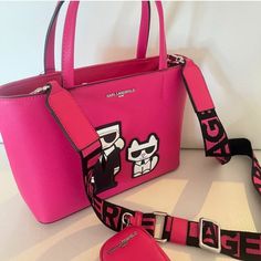 Nwt!!!! New!! Karl Lagerfeld Bags, Airpod Case, Womens Tote Bags, Karl Lagerfeld, Pink Black, Crossbody Bag, Black Pink, Purse, Purses And Bags