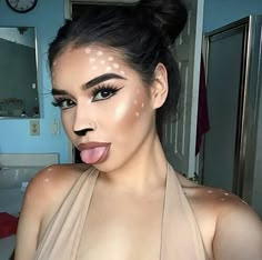 Makeup Looks Everyday, Deer Makeup, Halloweenský Makeup, Halloween Make-up Looks, Animal Makeup, Cute Halloween Makeup, Holloween Costume, Halloween Costumes Makeup, Artist Outfit