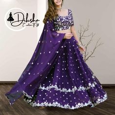 Purple Bollywood Designer Georgette Lehenga Choli for woman Designer Lahanga Marriage Punjabi Lehenga Bridal Party Wear Georgette Lengha          Code:- LW-7086 Lehenga:- (Full-Stitched 👉🏻 Fabric & Work :- Faux Blooming Georgette With Heavy Sequins Embroidered work 👉🏻 Length :- 42'' 👉🏻 Waist  :- 42''  👉🏻 Inner :- Cotton 👉🏻 Flair  :- 3.5 Mtr 👉🏻 Closure :- Chain Attached & With Dori Latkan 👉🏻 Stitching Type :- Stitched Can-Can And canvas Blouse:- (Unstitched 👉🏻 Fabric & Work :- Fau Luxury Georgette Choli With Self Design, Floor-length Purple Saree For Navratri, Purple Floor-length Saree For Navratri, Semi-stitched Purple Sharara With Self Design, Floor-length Saree With Dori Work, Floor-length Choli With Sheer Dupatta For Diwali, Purple Semi-stitched Self Design Sharara, Semi-stitched Floor-length Choli With Dori Work, Floor-length Semi-stitched Dori Work Choli