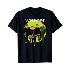 the weezer band t - shirt for men and women, black with green background