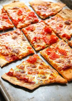 many slices of pizza are on a pan