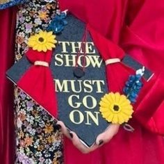 Graduation Cap Theater Graduation Party Ideas, Graduation Cap Designs Theatre, Theater Graduation Cap, Theatre Graduation Cap, Theatre Party, Graduation Hats, Stage Crew, Theater Stage