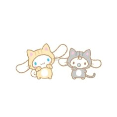 two small cartoon cats sitting next to each other