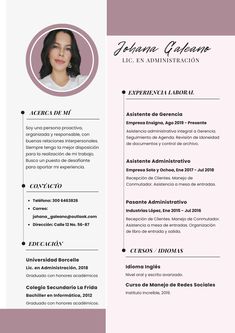 a professional resume template with a pink background