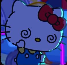 an animated hello kitty with a bow on her head