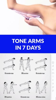 an image of a man doing exercises for arms in 7 days, with the title'tone arms in 7 days '