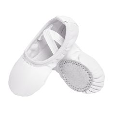 two pairs of white ballet shoes on top of each other