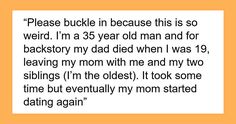 an orange frame with the words please buckle in because this is so weird i'm a 35 year old man and for backstory my dad