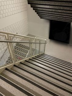 an empty stair case in a public building