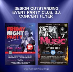 two flyers for a night club with music