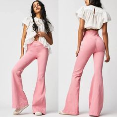 Nwt! Very Stretchy And So Flattering! Questions? Leave A Comment Below! High Waist Tops For Spring Vacation, Free People Flare Jeans, Wide Leg Black Jeans, Pink Pull, Dark Wash Jeans Women, Super Flare Jeans, Flair Jeans, Jeans Free People, Flare Denim Jeans