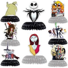 various halloween stickers are arranged in the shape of an egg, spiderman, jack skellingy and other characters