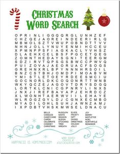 a christmas word search is shown in this printable holiday word search for the holidays