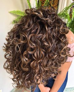 Curly Brunette With Blonde Highlights, Dimensional Highlights Curly Hair, Full Highlights Curly Hair, Lowlights On Curly Hair, Curl Highlights, Babylights Curly Hair, Highlights For Curly Hair Natural Curls Brunettes, Black Curly Hair With Blonde Highlights, Curly Hair With Lowlights