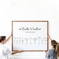 "Personalized love story timeline wall art that is made with one continuous line drawings. All icons will be linked with one continuous line, giving this piece of art a special meaning that the story still continues... This makes a perfect gift for your wedding, anniversary, for couples, your love story, your home timeline, etc.  How to Order  In the drop-down menu, please choose whether you would like a \"PRINT-READY FILE\" or a 'PHYSICAL PRINT\" that will be shipped to you.  Please also choose Love Story Timeline Wedding, Relationship Timeline Wedding, Timeline Wall, Story Timeline, Timeline Wedding, Chemistry Worksheets, 10 Year Anniversary Gift, 50 Wedding Anniversary Gifts, Relationship Timeline