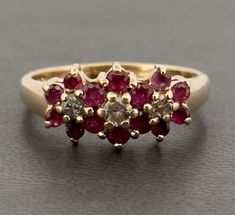 ad eBay - Find many great new & used options and get the best deals for 14ct Yellow Gold Ruby & Diamond Cluster Ring Size R at the best online prices at eBay! Free shipping for many products! Classic Red Cluster Diamond Ring, Cluster Ruby Diamond Ring With Center Stone, Red Cluster Rings With Brilliant Cut, Fine Jewelry Ruby Cluster Ring With Brilliant Cut, Ruby Cluster Diamond Ring, Fine Jewelry Ruby Ring With Multi-stone Diamonds, Cluster Ruby Diamond Ring, Fine Jewelry Ruby Cluster Ring With Vvs Clarity, Diamond Cluster Ruby Ring With Diamond Accents