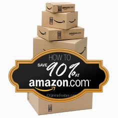 boxes stacked on top of each other with the words how to save 40 % at amazon com