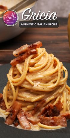 pasta with bacon and cheese on a plate