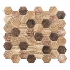 wooden hexagonal tiles on white background