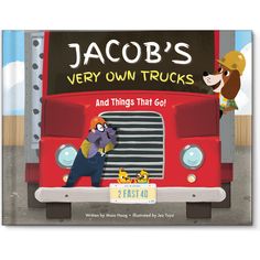 a book and keychain with an image of a dog on the front of a truck