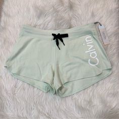 Light Mint Green Color Has A Drawstring No Liner Has Back Pocket Loose Fit Waistband Is Approximately 17.5 Inches Across When Laying Flat Inseam Is Approximately 3 Inches Originally $39 Ynf 451 (L) Trendy Pajama Shorts With Drawstring For Spring, Trendy Drawstring Pajama Shorts For Spring, Trendy Calvin Klein Summer Bottoms, Calvin Klein Fitted Casual Shorts, Calvin Klein Sporty Shorts For Summer, Calvin Klein Sporty Summer Shorts, Sporty Calvin Klein Summer Shorts, Calvin Klein Cotton Bottoms With Elastic Waistband, Calvin Klein Bottoms With Elastic Waistband